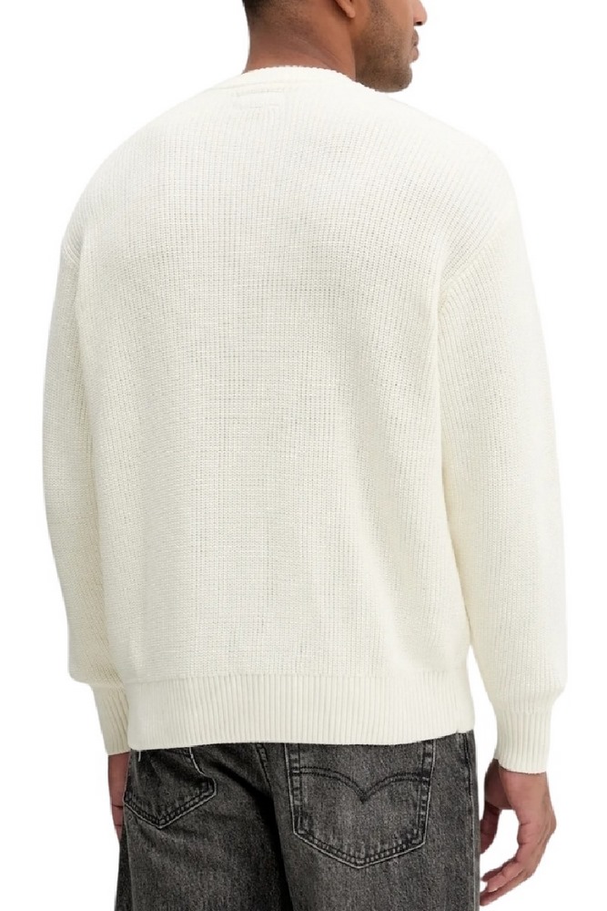 GUESS JEANS LS CN OS PATCH SWTR ΜΠΛΟΥΖΑ ΠΛΕΚΤΗ ΑΝΔΡΙΚΗ OFF WHITE