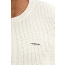 GUESS JEANS LS CN OS PATCH SWTR ΜΠΛΟΥΖΑ ΠΛΕΚΤΗ ΑΝΔΡΙΚΗ OFF WHITE