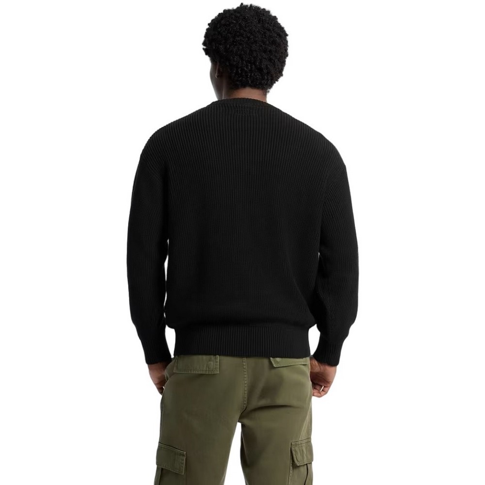 GUESS JEANS LS CN OS PATCH SWTR ΜΠΛΟΥΖΑ ΠΛΕΚΤΗ ΑΝΔΡΙΚΗ BLACK