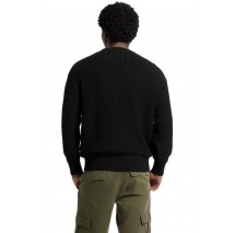 GUESS JEANS LS CN OS PATCH SWTR ΜΠΛΟΥΖΑ ΠΛΕΚΤΗ ΑΝΔΡΙΚΗ BLACK