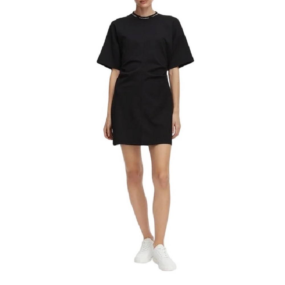 CALVIN KLEIN JEANS LOGO RIB INTERLOCK T-SHIRT ΦΟΡΕΜΑ ΓΥΝΑΙΚΕΙΟ BLACK
