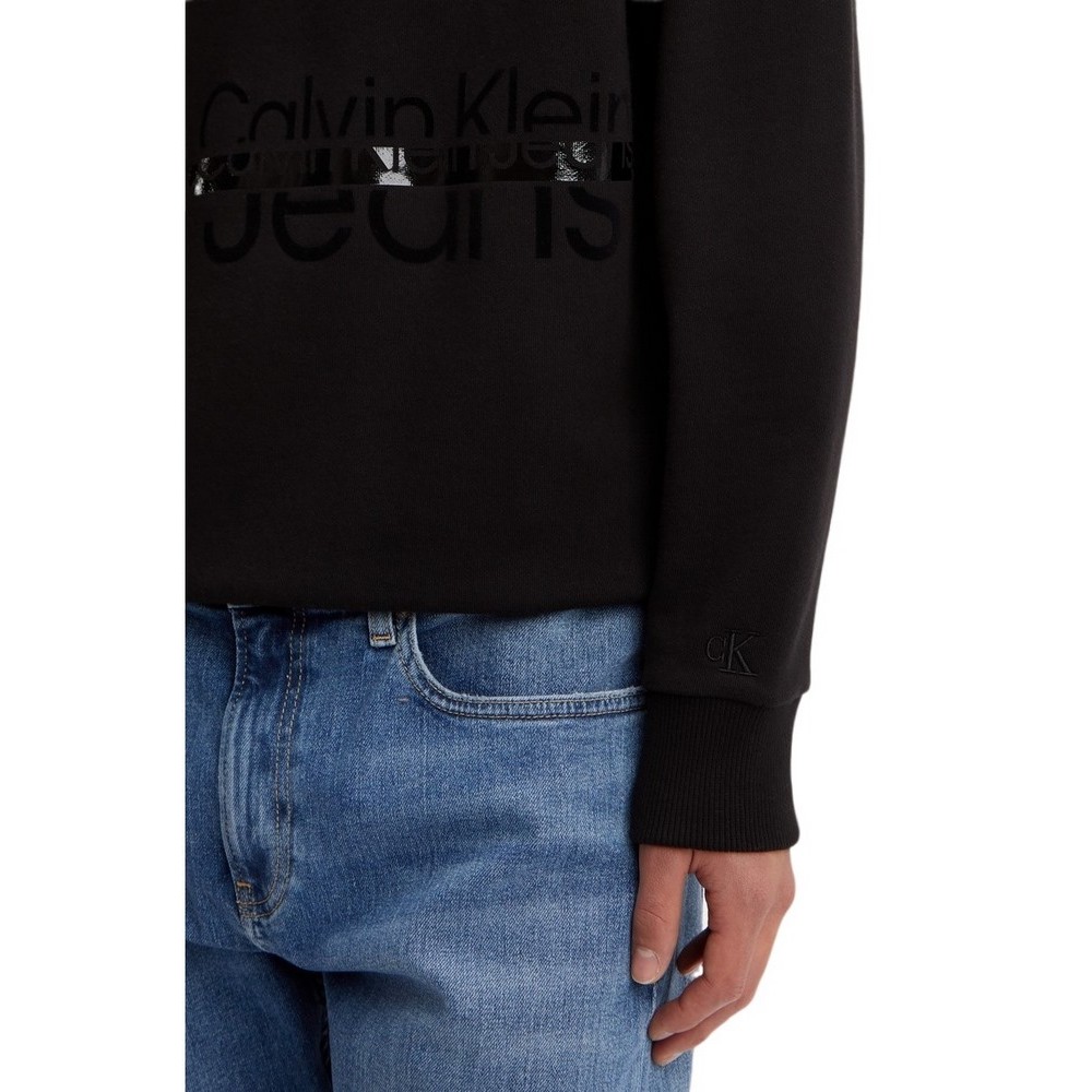 CALVIN KLEIN JEANS DISRUPTED LACQUER LOGO HOODIE ΜΠΛΟΥΖΑ ΦΟΥΤΕΡ ΑΝΔΡΙΚΗ BLACK