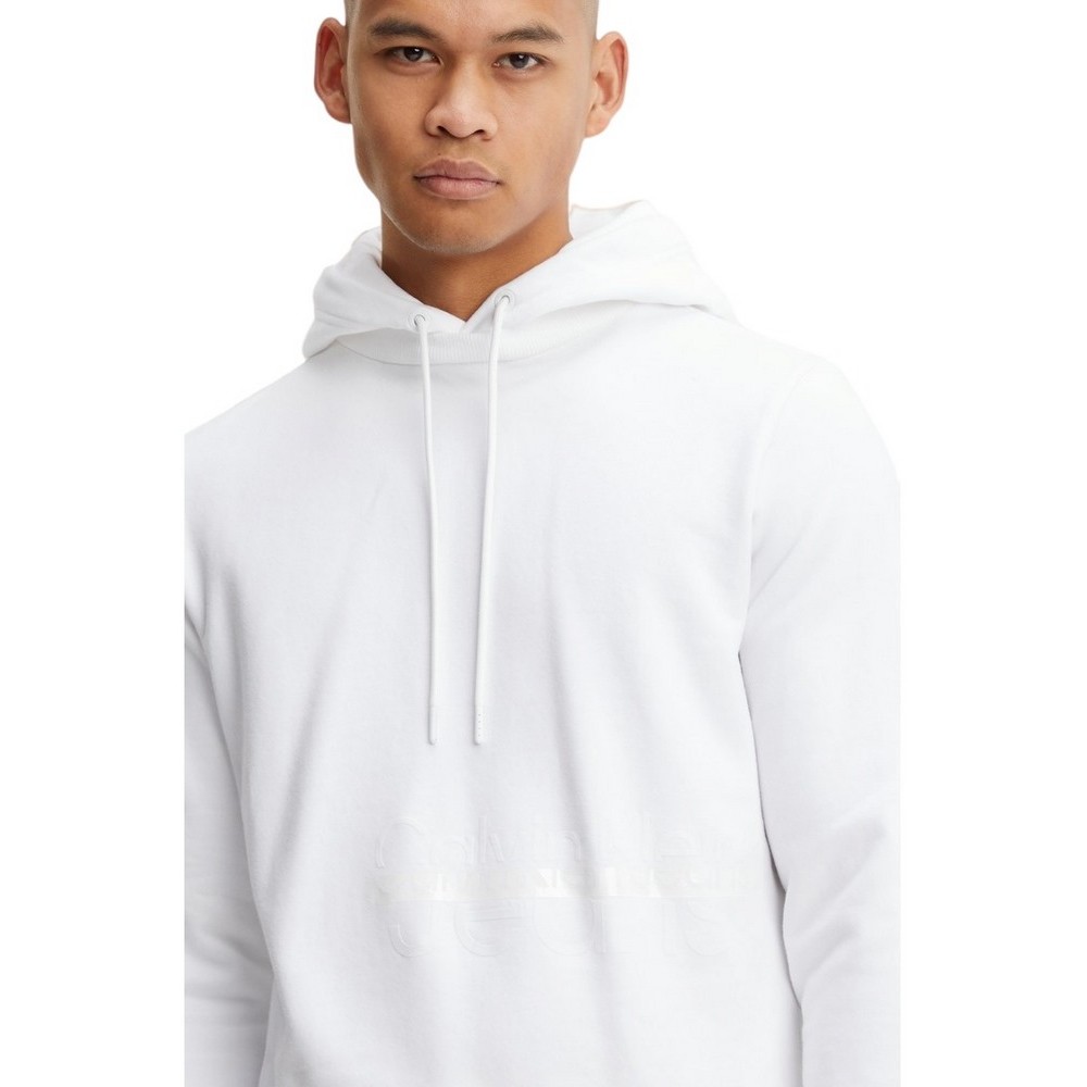 CALVIN KLEIN JEANS DISRUPTED LACQUER LOGO HOODIE ΜΠΛΟΥΖΑ ΦΟΥΤΕΡ ΑΝΔΡΙΚΗ WHITE