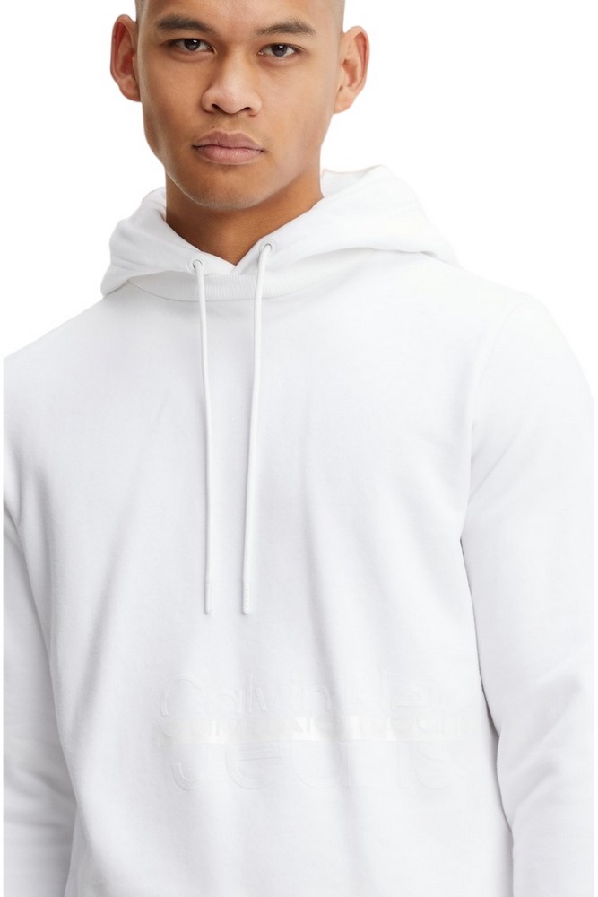 CALVIN KLEIN JEANS DISRUPTED LACQUER LOGO HOODIE ΜΠΛΟΥΖΑ ΦΟΥΤΕΡ ΑΝΔΡΙΚΗ WHITE