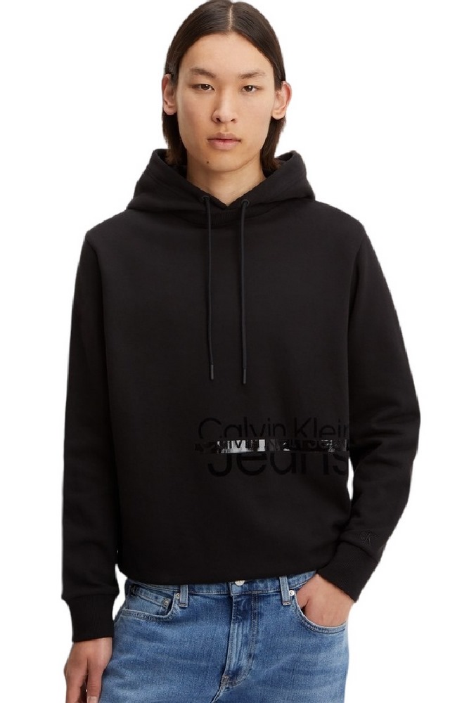 CALVIN KLEIN JEANS DISRUPTED LACQUER LOGO HOODIE ΜΠΛΟΥΖΑ ΦΟΥΤΕΡ ΑΝΔΡΙΚΗ BLACK