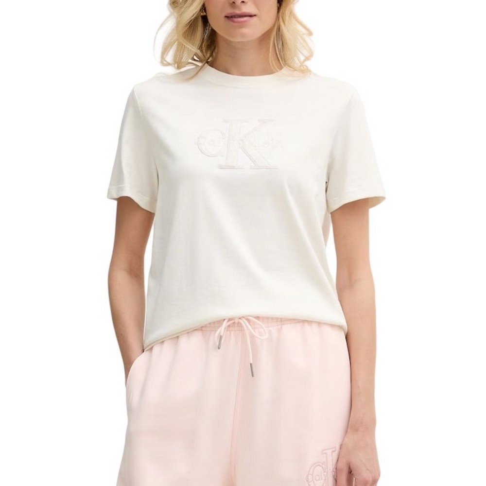 CALVIN KLEIN JEANS BABY TERRY HERO MONOLOGO T-SHIRT ΜΠΛΟΥΖΑ ΓΥΝΑΙΚΕΙΑ OFF WHITE