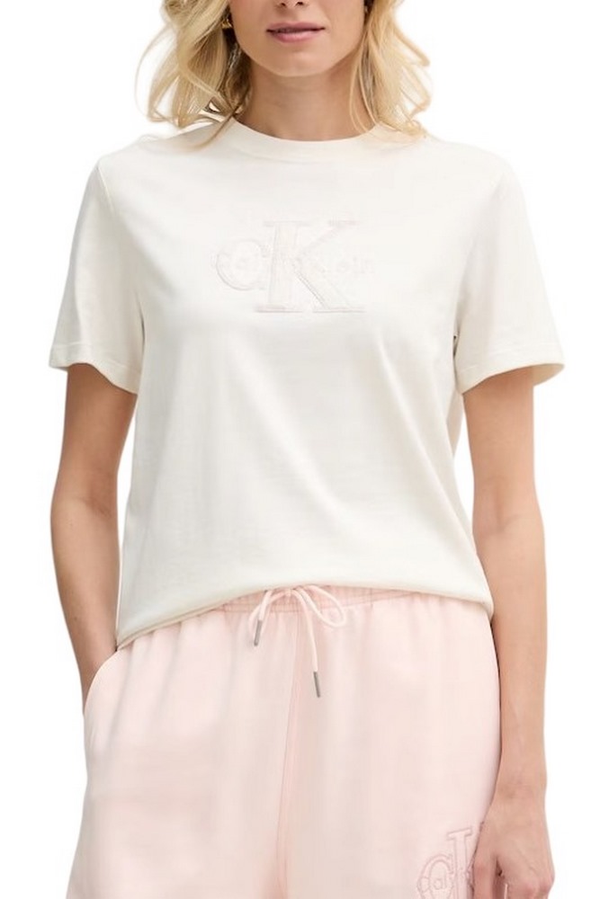 CALVIN KLEIN JEANS BABY TERRY HERO MONOLOGO T-SHIRT ΜΠΛΟΥΖΑ ΓΥΝΑΙΚΕΙΑ OFF WHITE