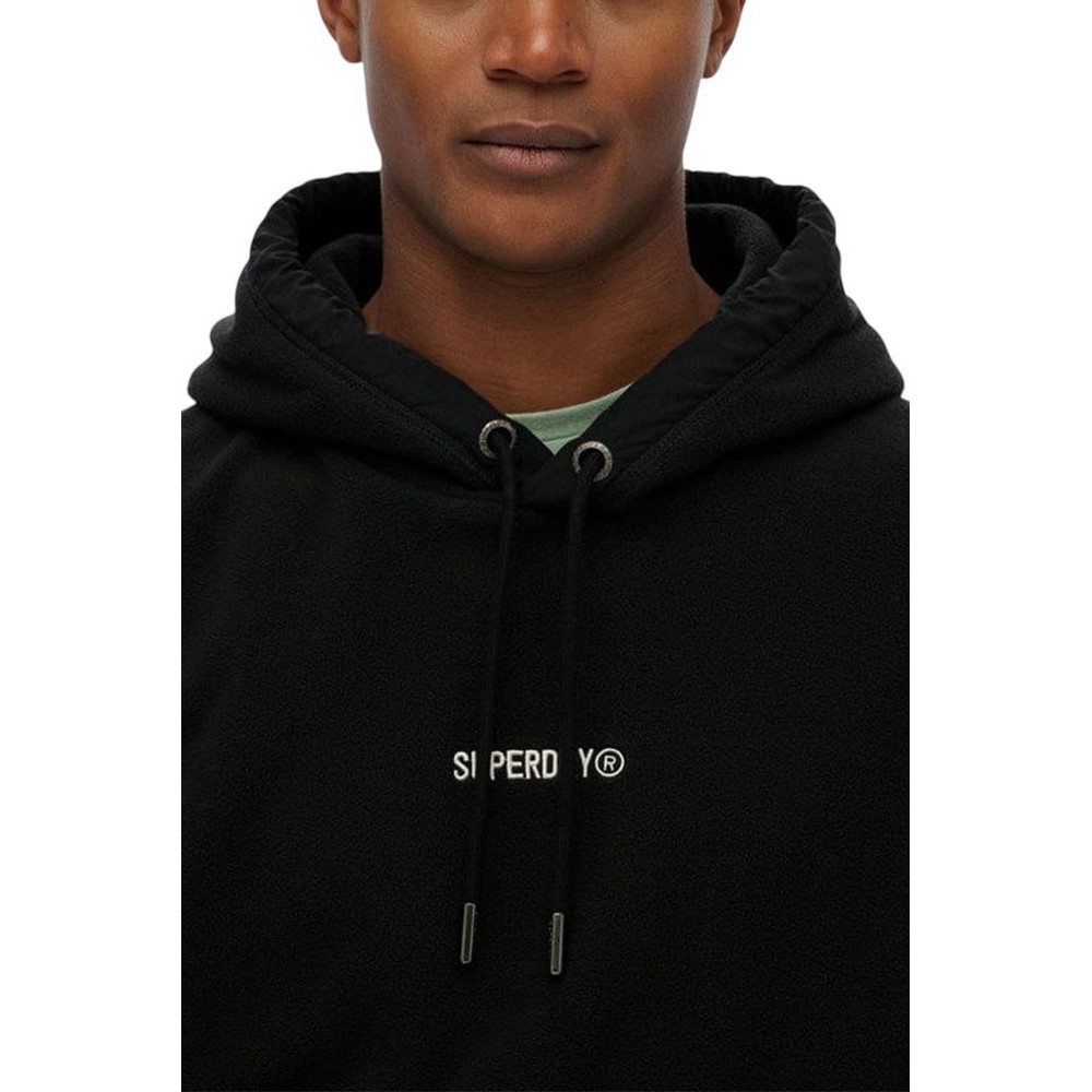 SUPERDRY D1 OVIN MICRO LOGO FLEECE HOOD ΜΠΛΟΥΖΑ ΑΝΔΡΙΚΗ BLACK