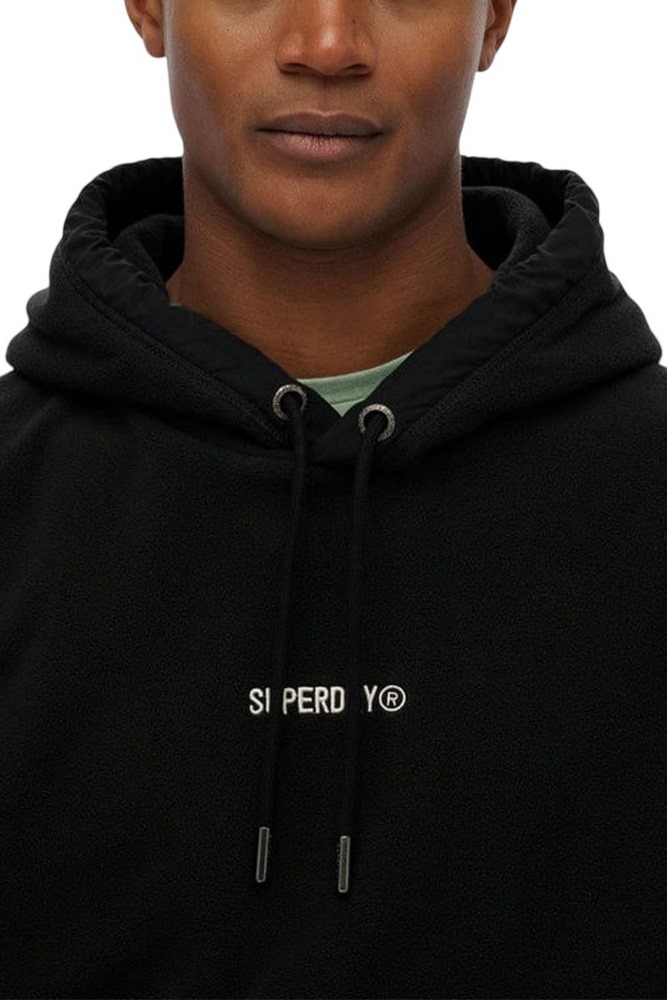 SUPERDRY D1 OVIN MICRO LOGO FLEECE HOOD ΜΠΛΟΥΖΑ ΑΝΔΡΙΚΗ BLACK