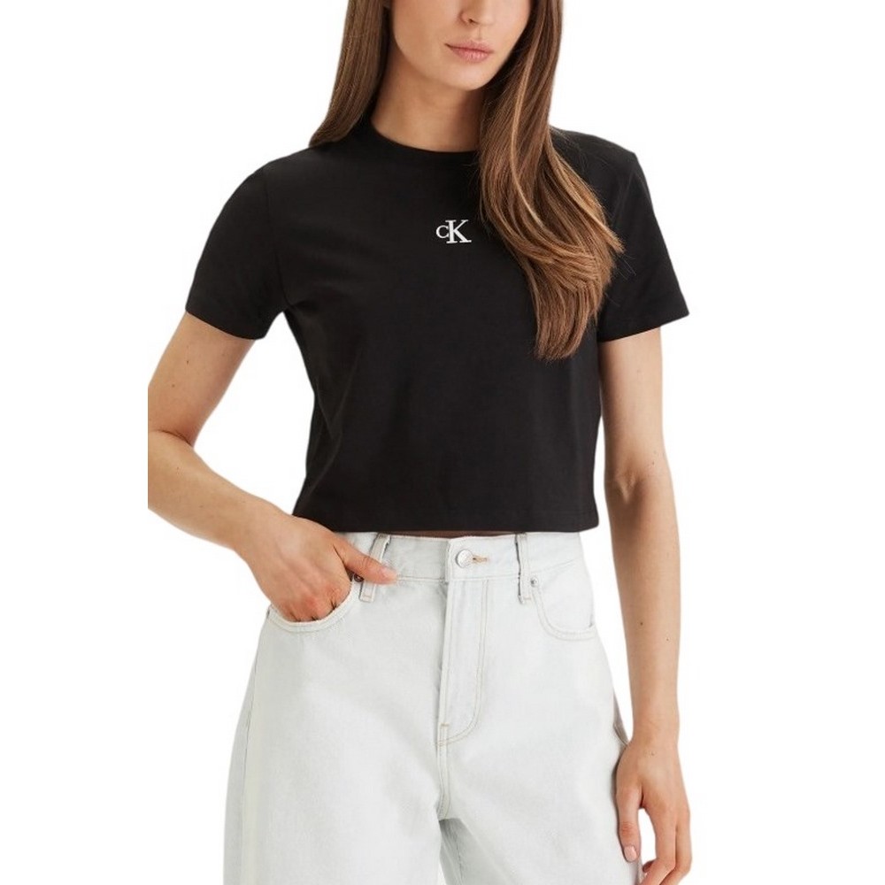 CALVIN KLEIN JEANS LOGO CROPPED T-SHIRT ΜΠΛΟΥΖΑ ΓΥΝΑΙΚΕΙΑ BLACK