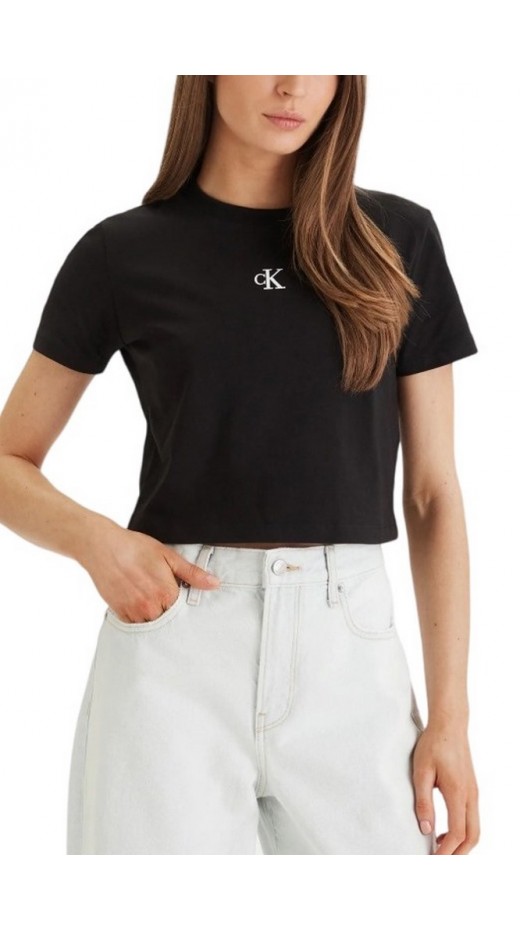 CALVIN KLEIN JEANS LOGO CROPPED T-SHIRT ΜΠΛΟΥΖΑ ΓΥΝΑΙΚΕΙΑ BLACK