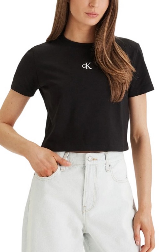 CALVIN KLEIN JEANS LOGO CROPPED T-SHIRT ΜΠΛΟΥΖΑ ΓΥΝΑΙΚΕΙΑ BLACK