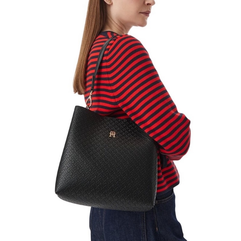 TOMMY HILFIGER ICON SHOULDER BAG MONO ΤΣΑΝΤΑ ΓΥΝΑΙΚΕΙΑ BORDEAUX