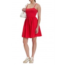 TOMMY JEANS RIB POPLIN MIX STRAPPY DRESS ΦΟΡΕΜΑ ΓΥΝΑΙΚΕΙΟ RED ALERT