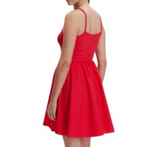 TOMMY JEANS RIB POPLIN MIX STRAPPY DRESS ΦΟΡΕΜΑ ΓΥΝΑΙΚΕΙΟ RED ALERT
