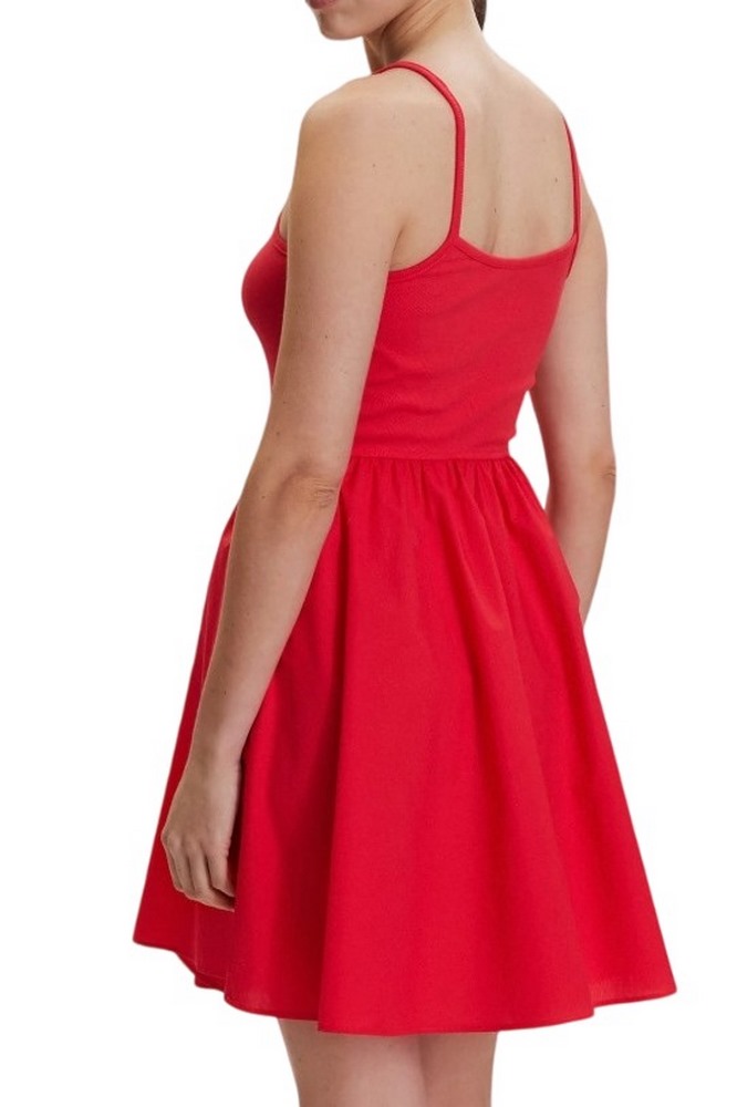 TOMMY JEANS RIB POPLIN MIX STRAPPY DRESS ΦΟΡΕΜΑ ΓΥΝΑΙΚΕΙΟ RED ALERT