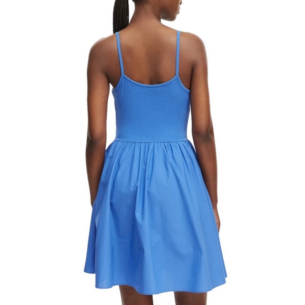 TOMMY JEANS RIB POPLIN MIX STRAPPY DRESS ΦΟΡΕΜΑ ΓΥΝΑΙΚΕΙΟ BLUE