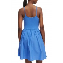 TOMMY JEANS RIB POPLIN MIX STRAPPY DRESS ΦΟΡΕΜΑ ΓΥΝΑΙΚΕΙΟ BLUE