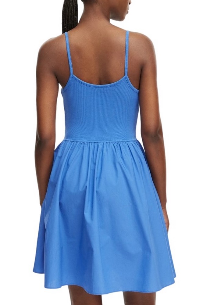 TOMMY JEANS RIB POPLIN MIX STRAPPY DRESS ΦΟΡΕΜΑ ΓΥΝΑΙΚΕΙΟ BLUE