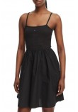 TOMMY JEANS RIB POPLIN MIX STRAPPY DRESS ΦΟΡΕΜΑ ΓΥΝΑΙΚΕΙΟ BLACK
