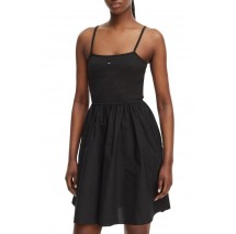 TOMMY JEANS RIB POPLIN MIX STRAPPY DRESS ΦΟΡΕΜΑ ΓΥΝΑΙΚΕΙΟ BLACK