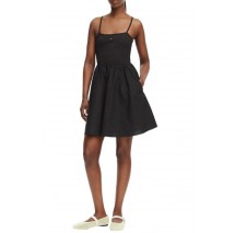 TOMMY JEANS RIB POPLIN MIX STRAPPY DRESS ΦΟΡΕΜΑ ΓΥΝΑΙΚΕΙΟ BLACK