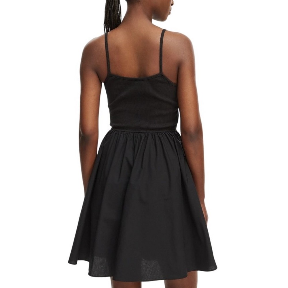 TOMMY JEANS RIB POPLIN MIX STRAPPY DRESS ΦΟΡΕΜΑ ΓΥΝΑΙΚΕΙΟ BLACK