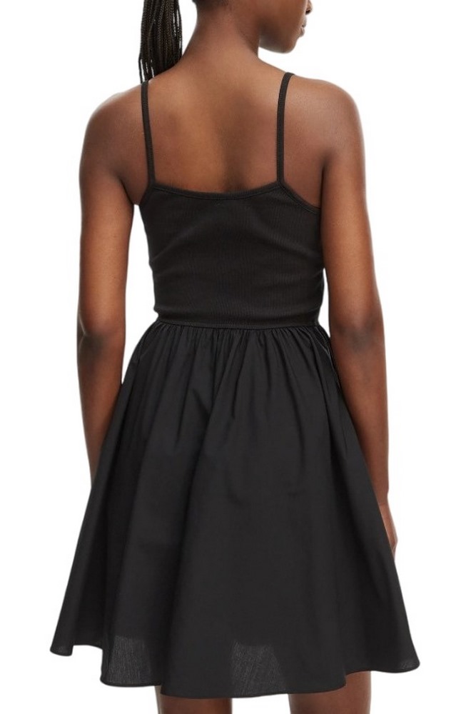 TOMMY JEANS RIB POPLIN MIX STRAPPY DRESS ΦΟΡΕΜΑ ΓΥΝΑΙΚΕΙΟ BLACK