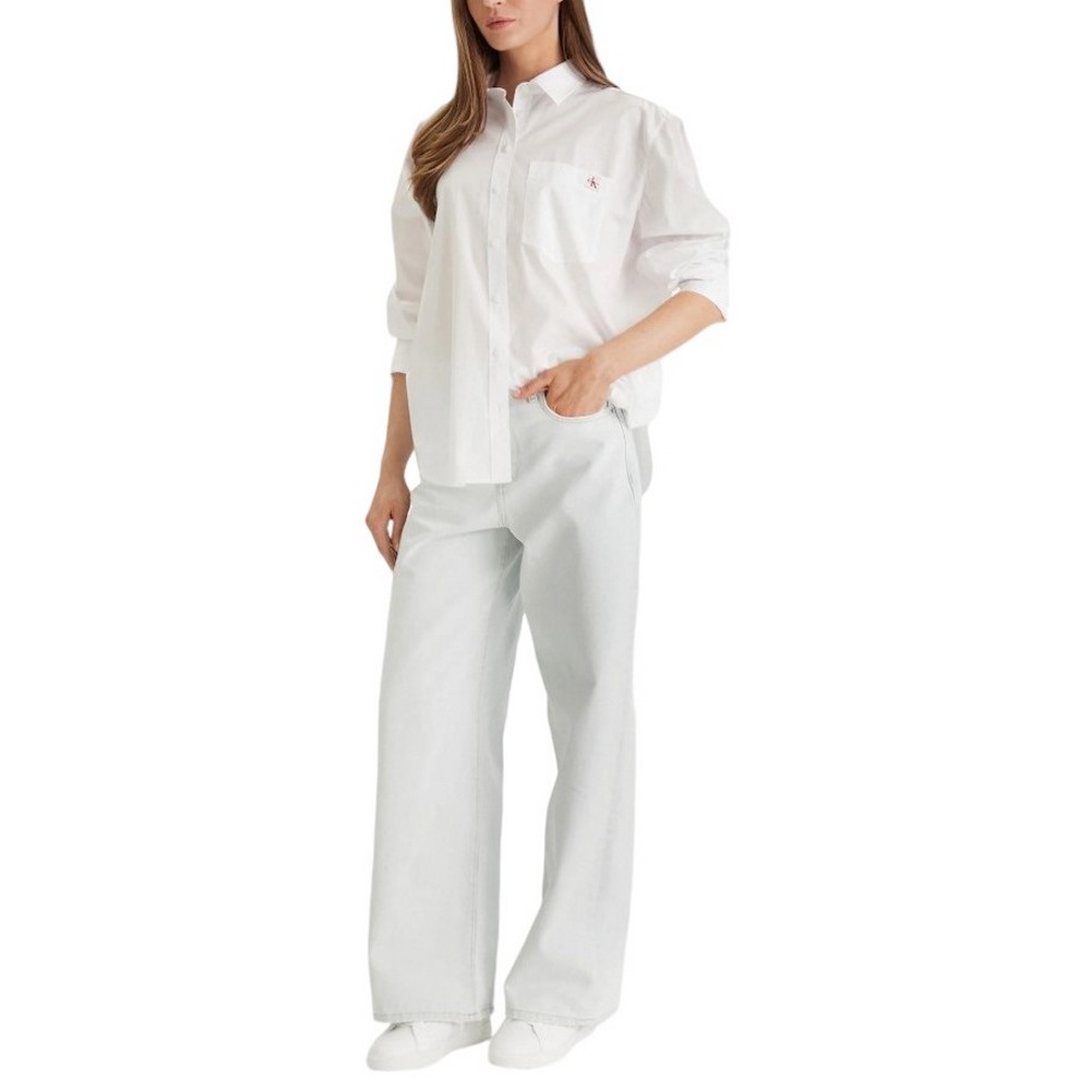 CALVIN KLEIN JEANS COTTON POPLIN RELAXED SHIRT WOVE ΠΟΥΚΑΜΙΣΟ ΓΥΝΑΙΚΕΙΟ WHITE