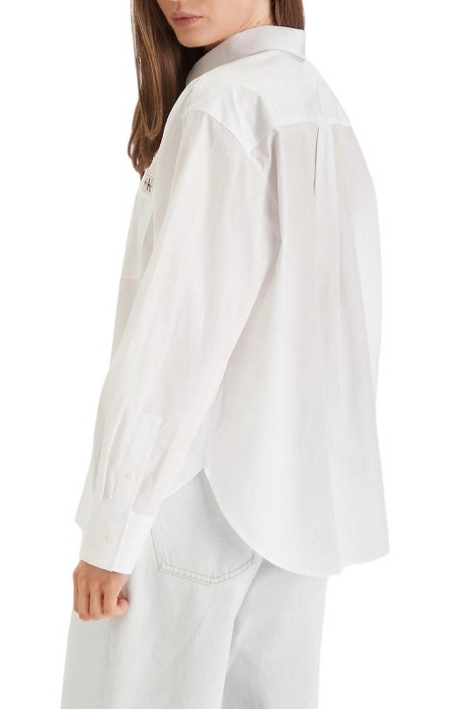 CALVIN KLEIN JEANS COTTON POPLIN RELAXED SHIRT WOVE ΠΟΥΚΑΜΙΣΟ ΓΥΝΑΙΚΕΙΟ WHITE
