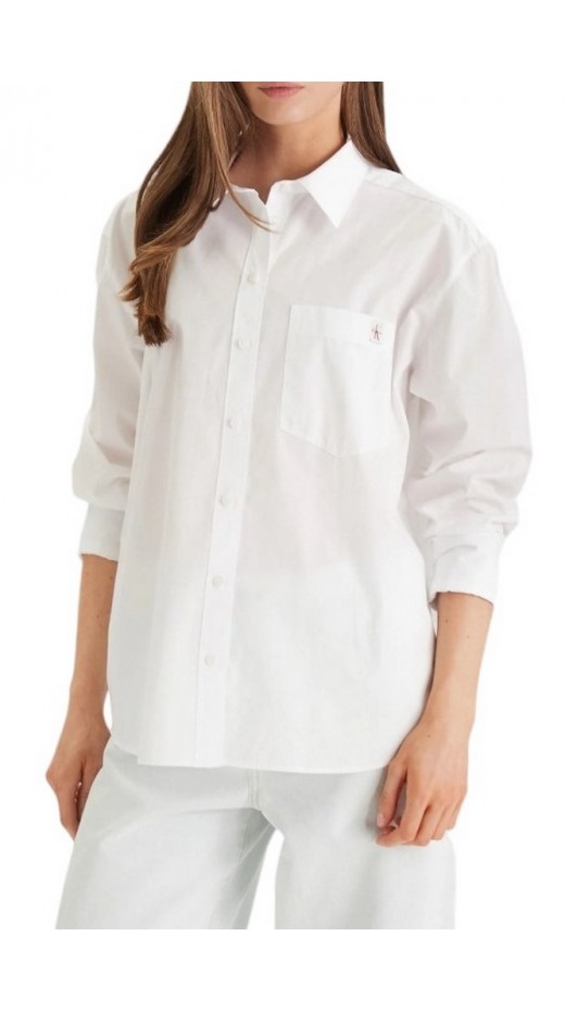 CALVIN KLEIN JEANS COTTON POPLIN RELAXED SHIRT WOVE ΠΟΥΚΑΜΙΣΟ ΓΥΝΑΙΚΕΙΟ WHITE
