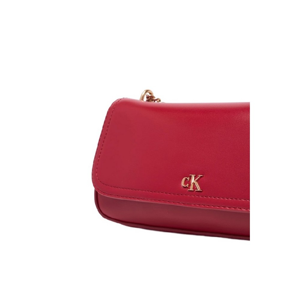 CALVIN KLEIN  CONVERTIBLE CHAIN SMALL BAG ΤΣΑΝΤΑ ΓΥΝΑΙΚΕΙΑ BORDEAUX