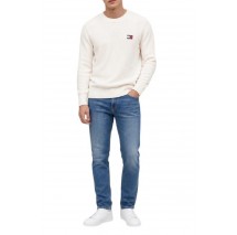 TOMMY JEANS REG BADGE SWEATER ΠΛΕΚΤΗ ΜΠΛΟΥΖΑ ΑΝΔΡΙΚΗ OFF WHITE