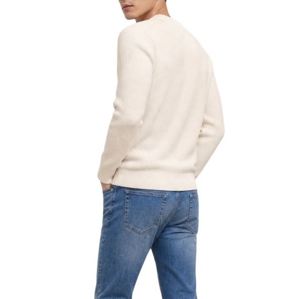 TOMMY JEANS REG BADGE SWEATER ΠΛΕΚΤΗ ΜΠΛΟΥΖΑ ΑΝΔΡΙΚΗ OFF WHITE