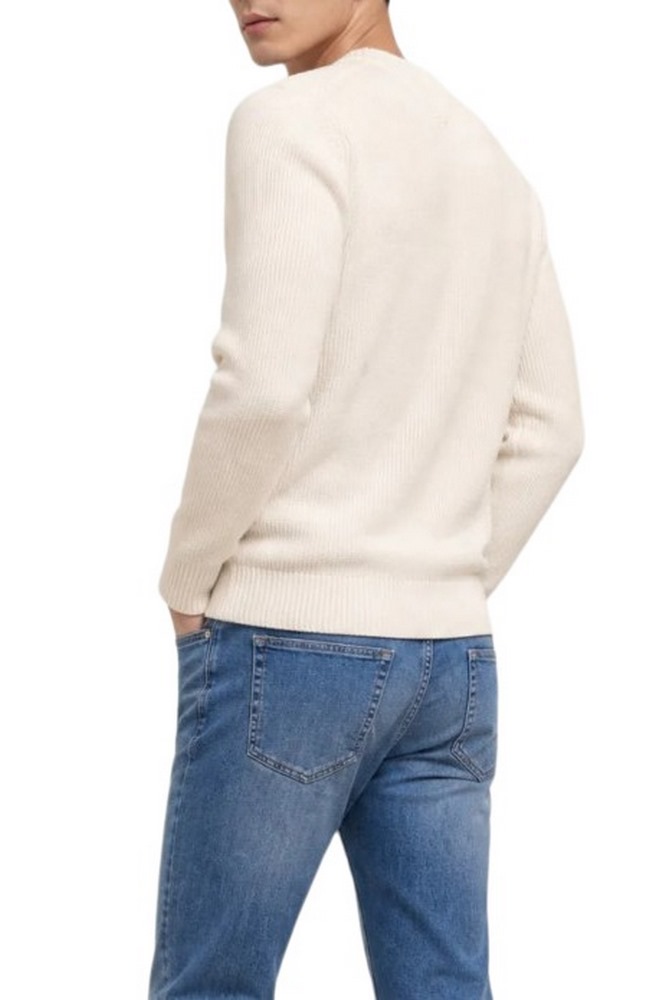 TOMMY JEANS REG BADGE SWEATER ΠΛΕΚΤΗ ΜΠΛΟΥΖΑ ΑΝΔΡΙΚΗ OFF WHITE