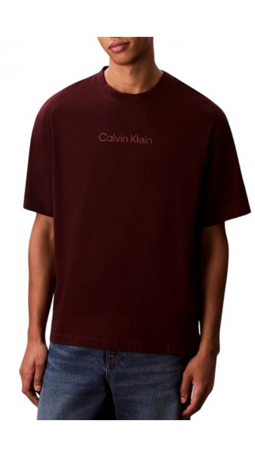 CALVIN KLEIN STANDARD LOGO 30S CREWNK T-SHIRT ΜΠΛΟΥΖΑ ΑΝΔΡΙΚΗ WINE
