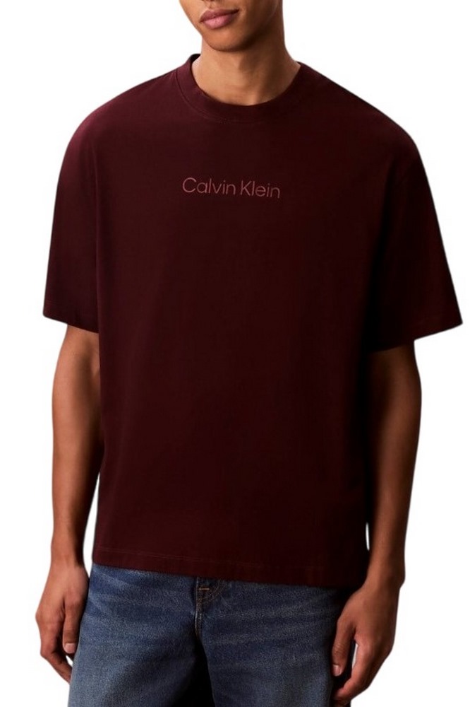 CALVIN KLEIN STANDARD LOGO 30S CREWNK T-SHIRT ΜΠΛΟΥΖΑ ΑΝΔΡΙΚΗ WINE