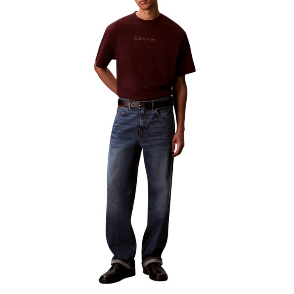 CALVIN KLEIN STANDARD LOGO 30S CREWNK T-SHIRT ΜΠΛΟΥΖΑ ΑΝΔΡΙΚΗ WINE