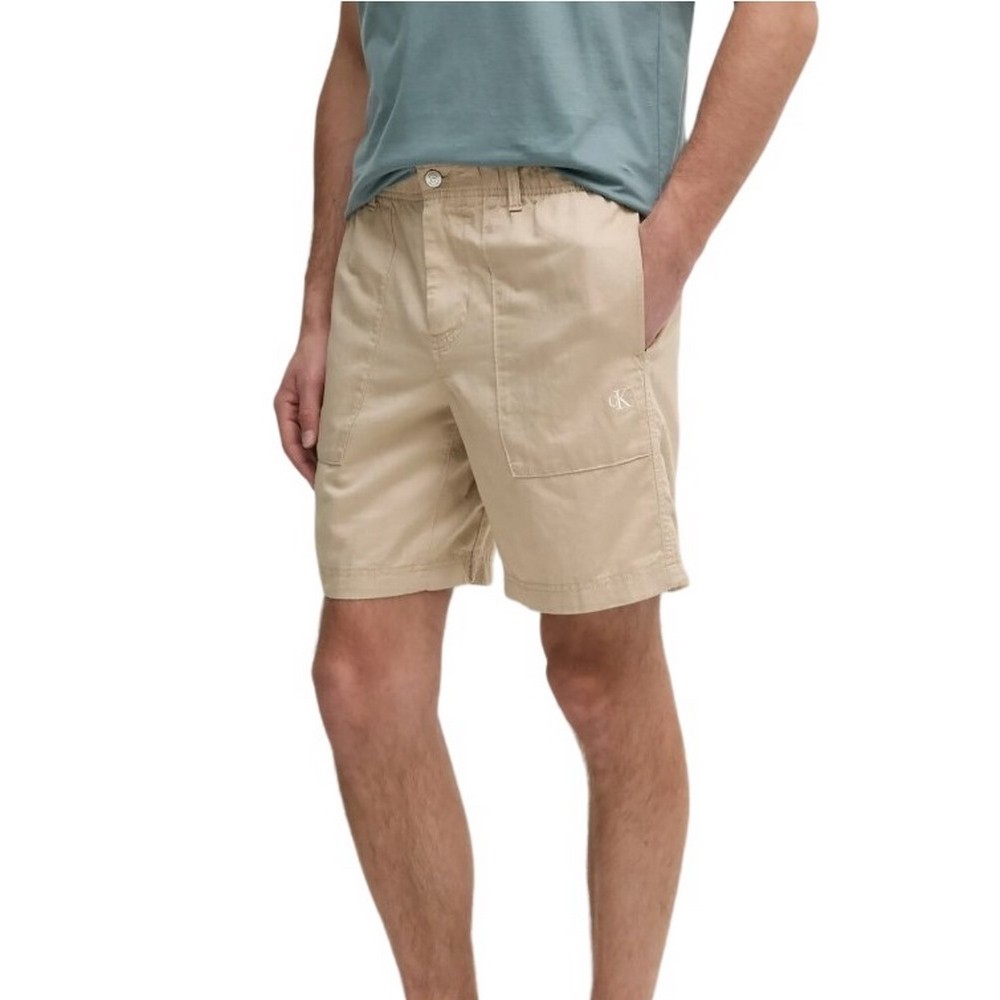 CALVIN KLEIN JEANS LINEN SHORT ΒΕΡΜΟΥΔΑ ΑΝΔΡΙΚΗ BEIGE