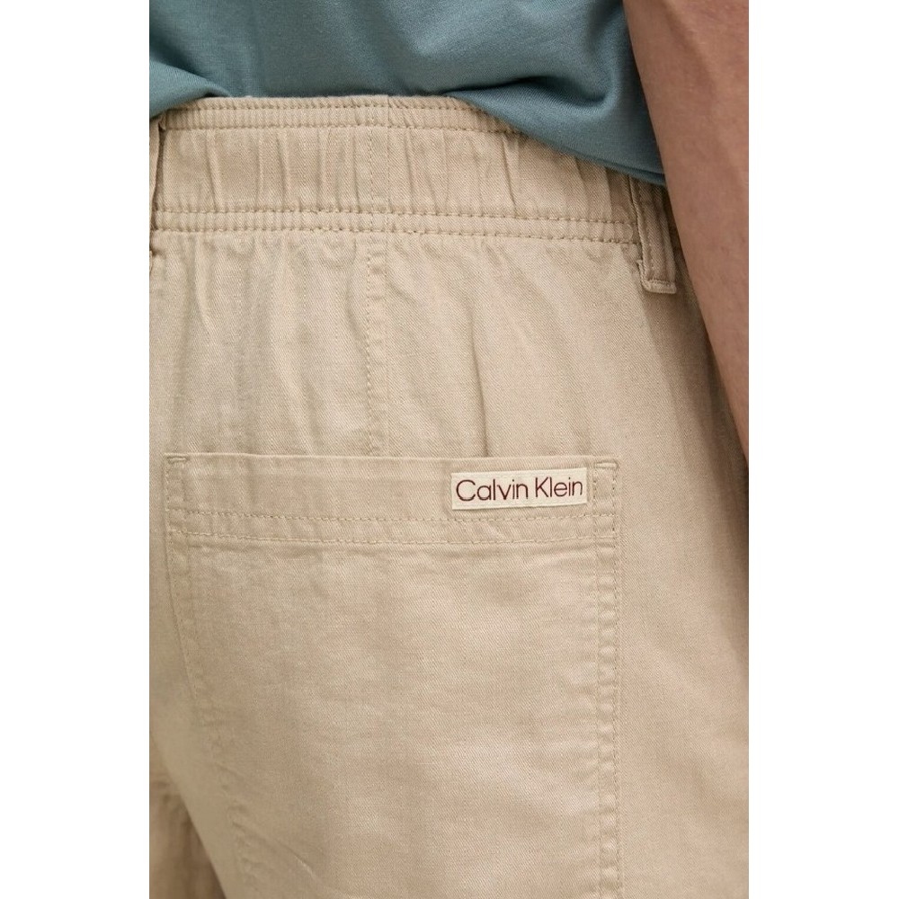 CALVIN KLEIN JEANS LINEN SHORT ΒΕΡΜΟΥΔΑ ΑΝΔΡΙΚΗ BEIGE