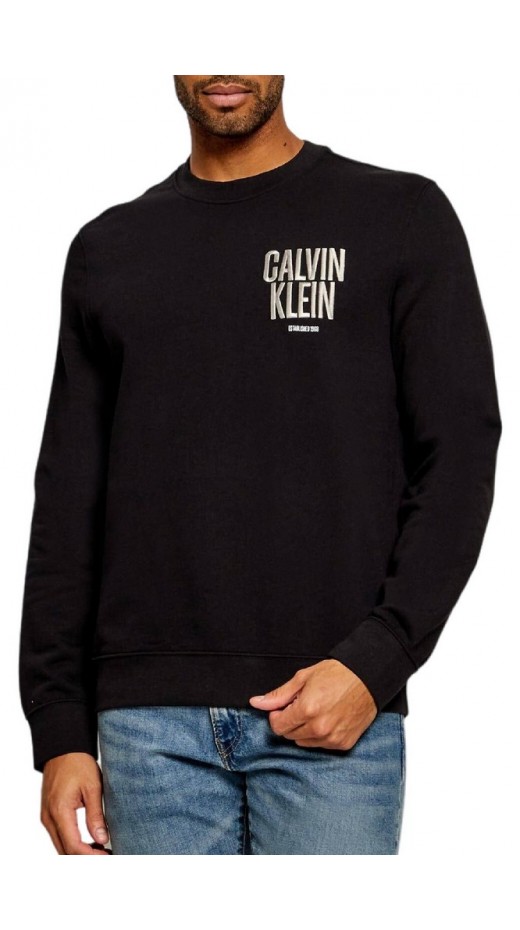 CALVIN KLEIN JEANS 350TERRY BOLD CLVN KLN CN SWEATSHIRT ΜΠΛΟΥΖΑ ΦΟΥΤΕΡ ΑΝΔΡΙΚΗ BLACK