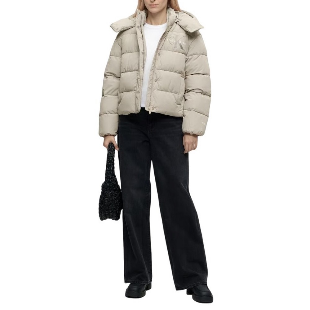 CALVIN KLEIN JEANS MATTE MW MONOLOGO SHORT PUFFER ΜΠΟΥΦΑΝ ΓΥΝΑΙΚΕΙΟ BEIGE