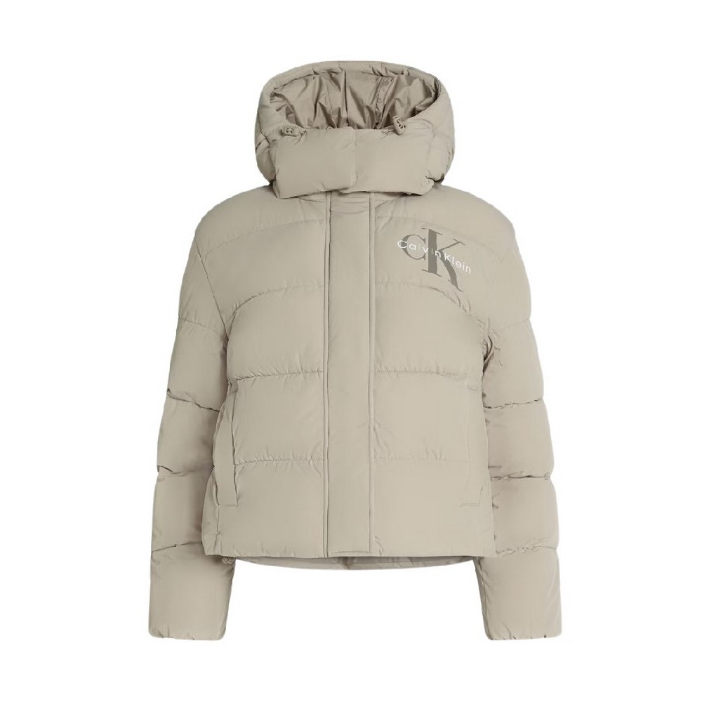 CALVIN KLEIN JEANS MATTE MW MONOLOGO SHORT PUFFER ΜΠΟΥΦΑΝ ΓΥΝΑΙΚΕΙΟ BEIGE