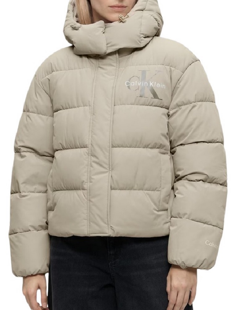 CALVIN KLEIN JEANS MATTE MW MONOLOGO SHORT PUFFER ΜΠΟΥΦΑΝ ΓΥΝΑΙΚΕΙΟ BEIGE