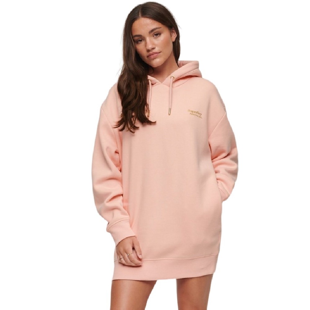 SUPERDRY D2 OVIN ESSENTIAL HOODED SWEAT DRESS ΦΟΡΕΜΑ ΓΥΝΑΙΚΕΙΟ PINK