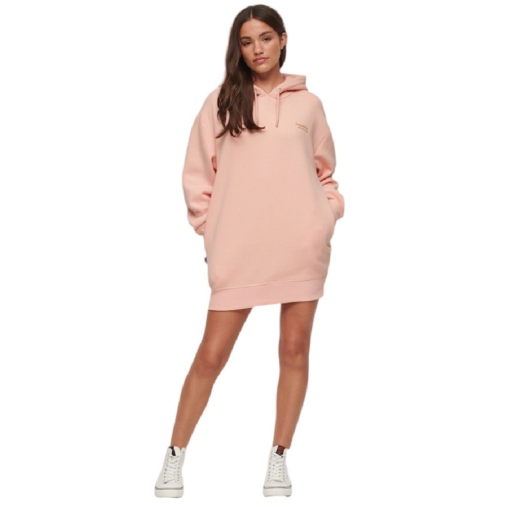 SUPERDRY D2 OVIN ESSENTIAL HOODED SWEAT DRESS ΦΟΡΕΜΑ ΓΥΝΑΙΚΕΙΟ PINK