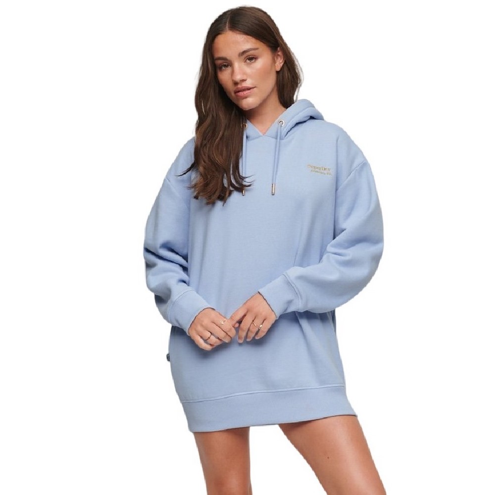 SUPERDRY D2 OVIN ESSENTIAL HOODED SWEAT DRESS ΦΟΡΕΜΑ ΓΥΝΑΙΚΕΙΟ BLUE