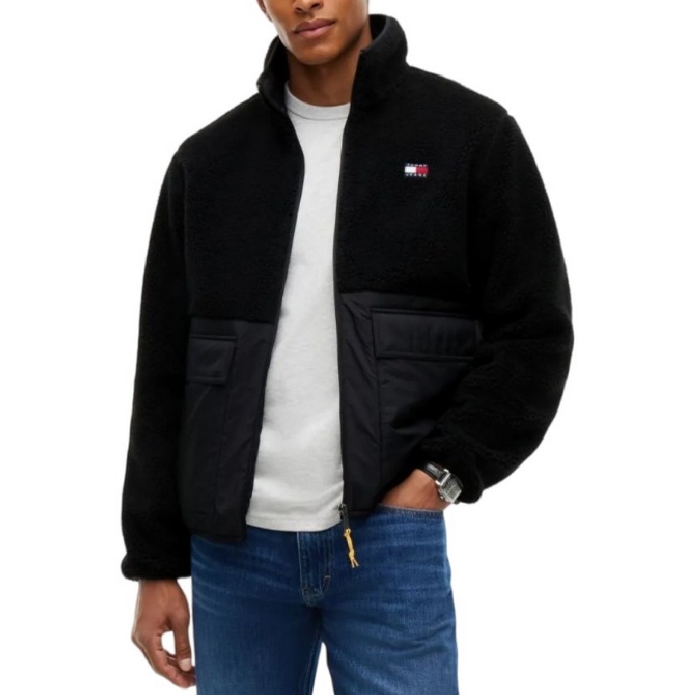 TOMMY JEANS ESSENTIAL MIX TEDDY JACKET ΜΠΟΥΦΑΝ ΑΝΔΡΙΚΟ BLACK