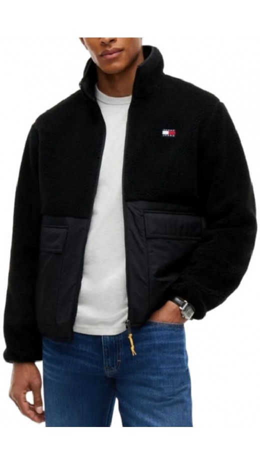 TOMMY JEANS ESSENTIAL MIX TEDDY JACKET ΜΠΟΥΦΑΝ ΑΝΔΡΙΚΟ BLACK