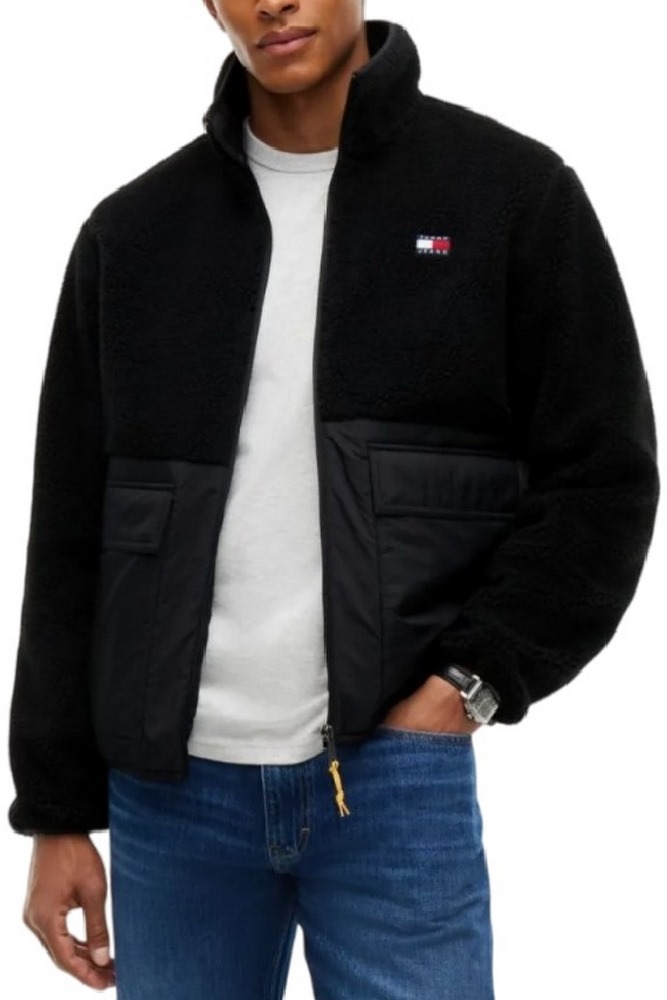 TOMMY JEANS ESSENTIAL MIX TEDDY JACKET ΜΠΟΥΦΑΝ ΑΝΔΡΙΚΟ BLACK
